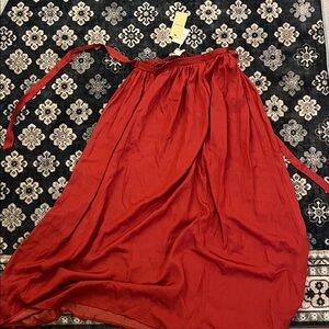 Freeway Red Maxi Skirt with Tie Waist
